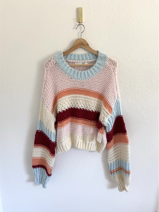 Altar'd State Sweaters - NWT Altar'd State Sz XL Hollis Chunky Knit Multicolor Balloon Sleeve Sweater